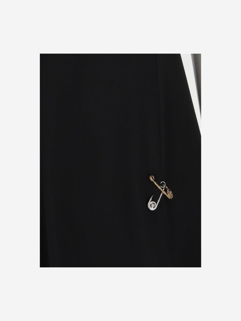 Versace Opaque Satin Flared Mini Dress With Brooch