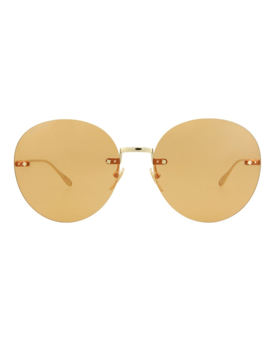 Gucci Round-Frame Metal Sunglasses With Removable Danglers
