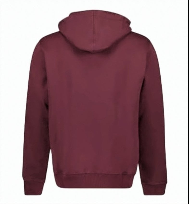 Christian Dior Deep Burgundy Cotton Hoodie With Kangaroo Pocket And Embroidered Logo