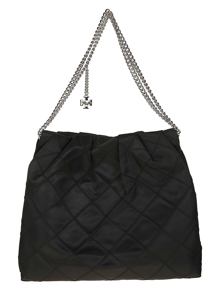 Tory Burch Fleming Quilted Black Polyamide Hobo Bag