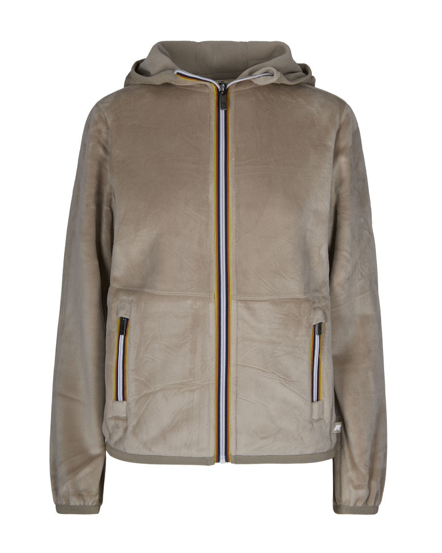 K-Way Beige Lily Velour Polar Double Jacket