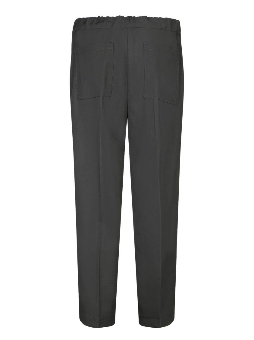 Costumein Tailored Black Trousers With Adjustable Belt And Elastic Waistband