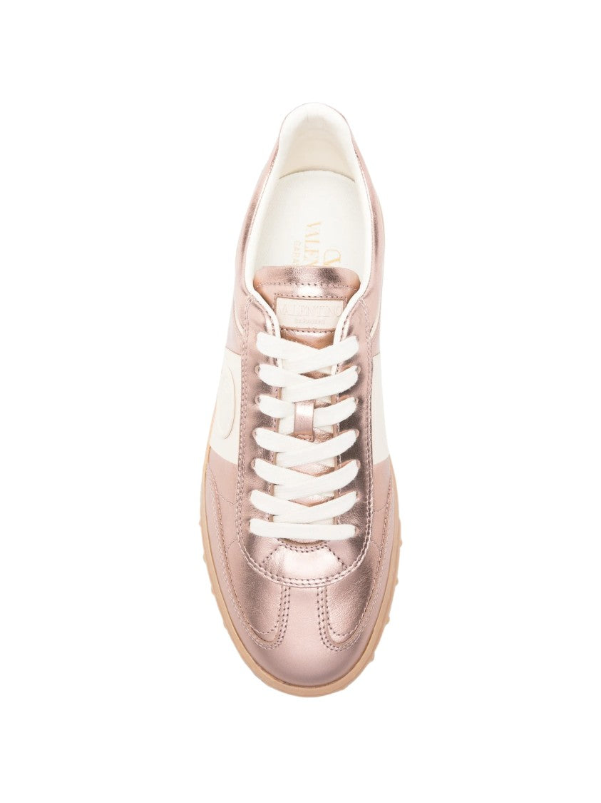 Valentino Pink Upvillage Metallic Calf Leather Low-Top Sneakers