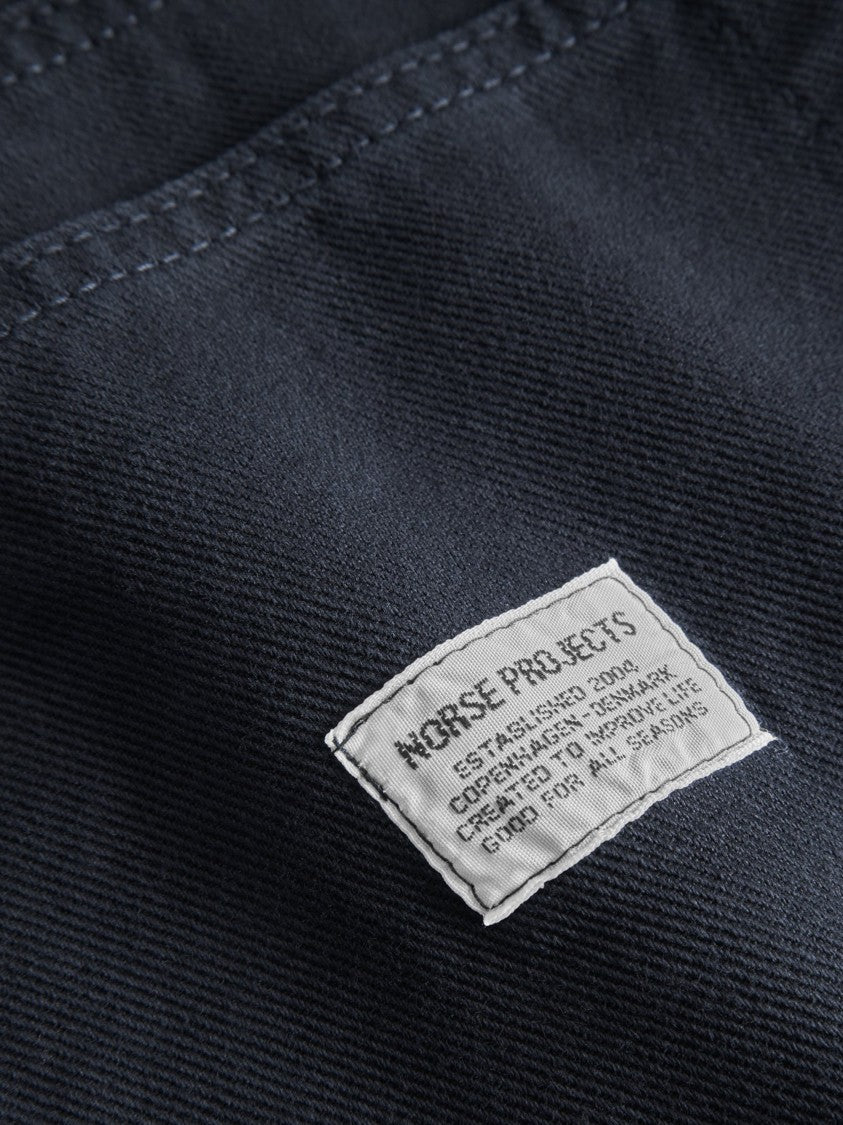 Norse Projects Relaxed Fit Blue Trousers In Heavy Twill