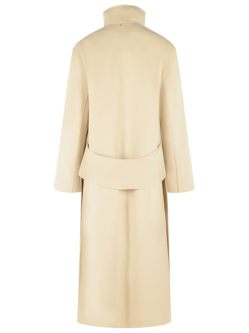 Sportmax 'Assenso' Long Coat In Pure Powder Wool