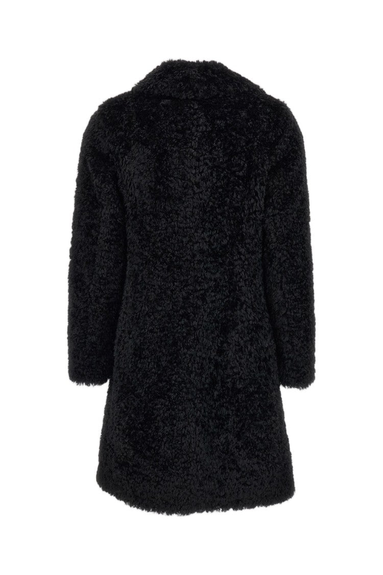Herno Black Faux Fur Lapels Coat