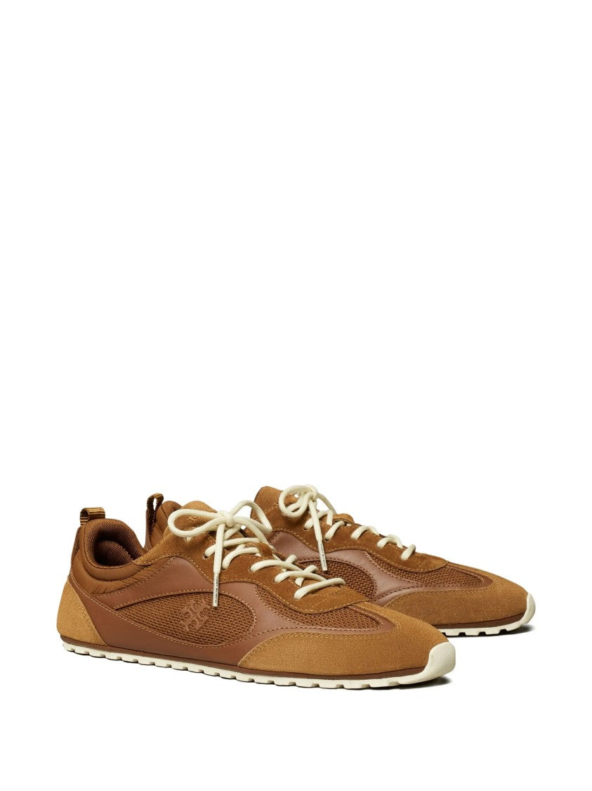 Tory Burch Warm Brown Field Suede Mesh Sneakers