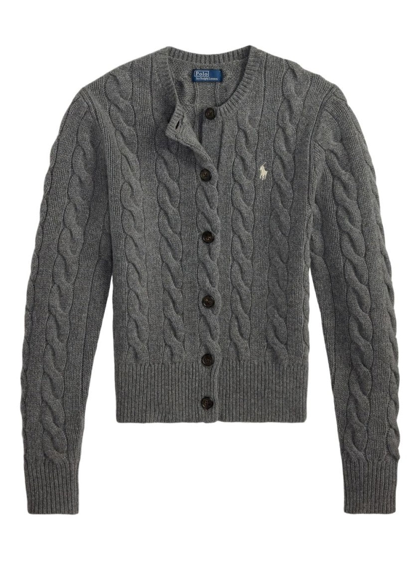 Polo Ralph Lauren Cable Knit Sweater With Button-Up Front And Fitted Ribbed Hem