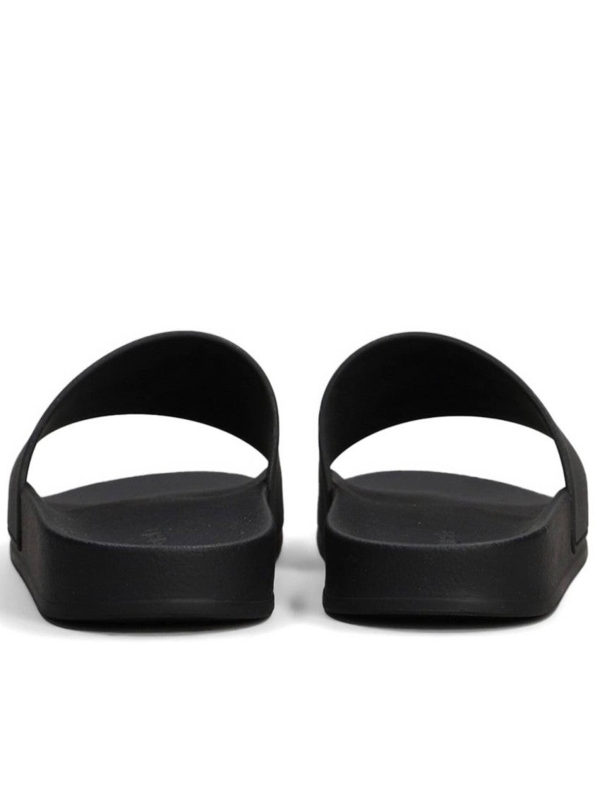 Palm Angels Black Classic Logo Sliders Logo Sandals