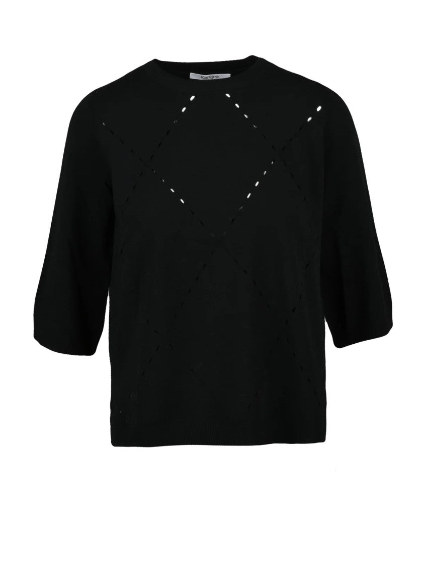 Kangra Textured Black Kangra Underlayer Top With Side Slits
