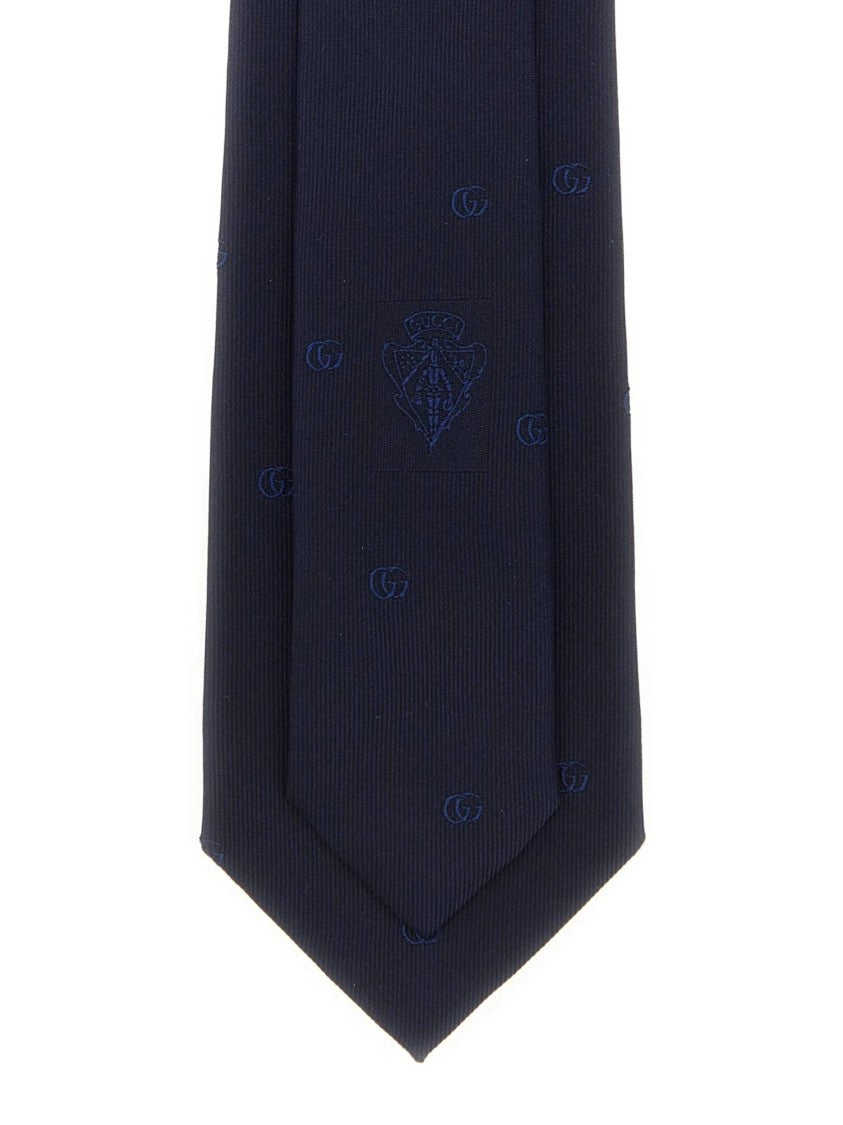 Gucci Navy Tie Running Out Necktie