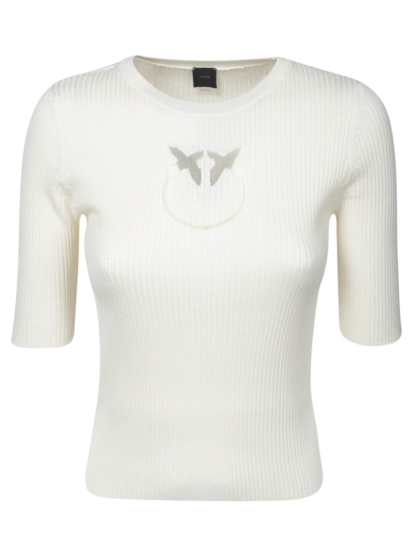 Pinko Short Sleeve White Sweater