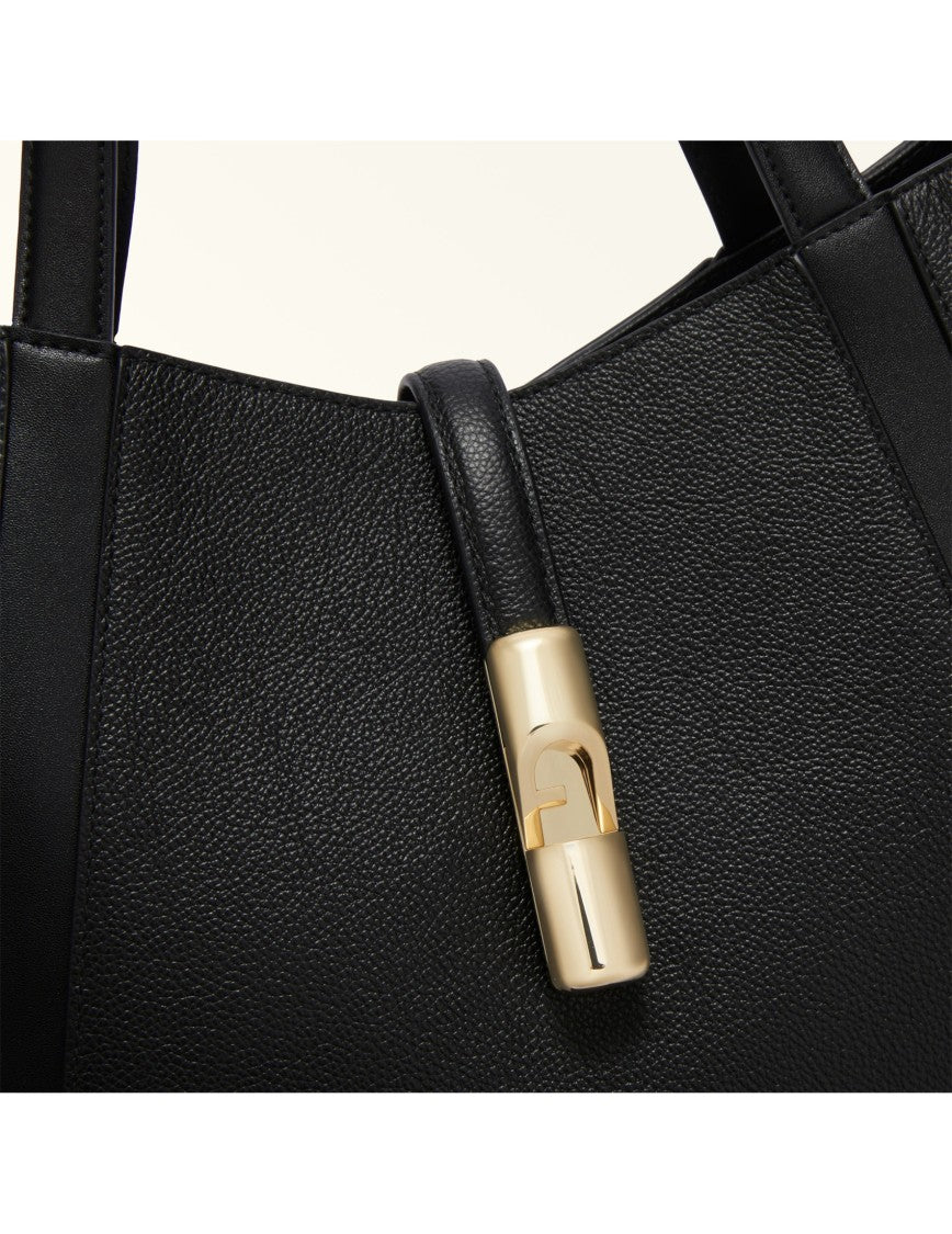 Furla Drop L Leather Tote Bag, Black
