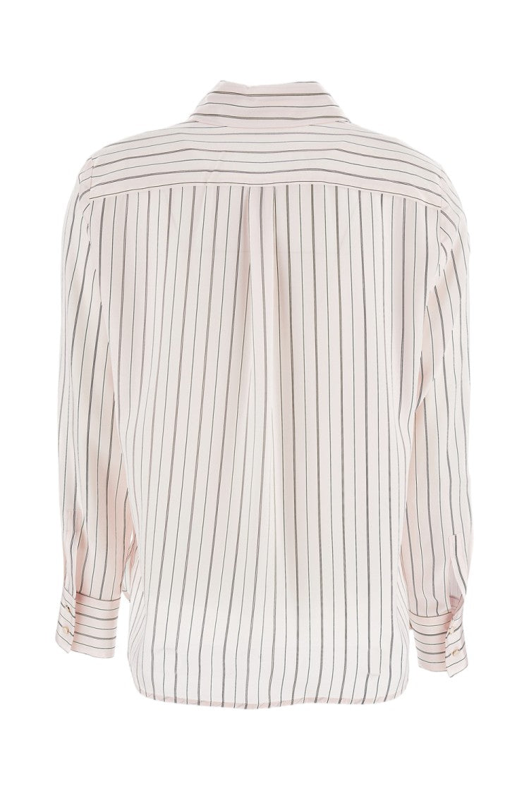 Max Mara Pinstripe Silk Shirt With Concealed Placket