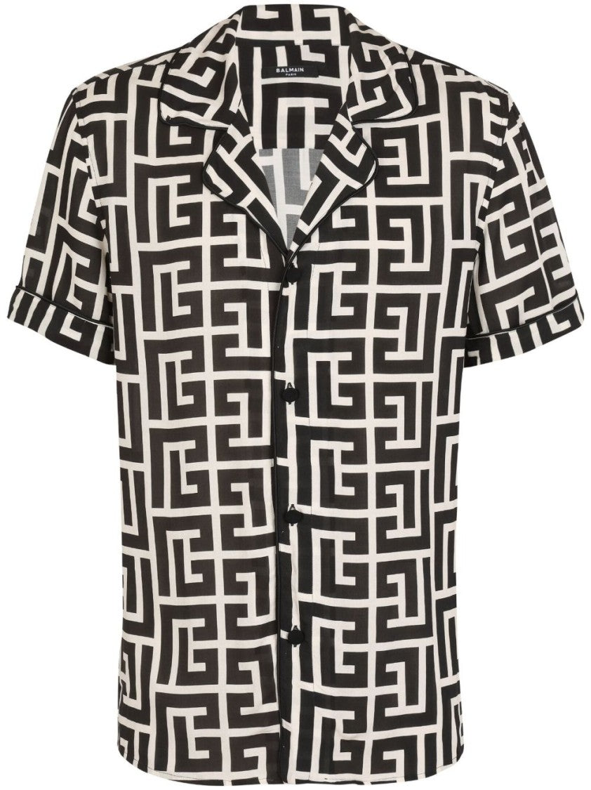 Balmain Geometric Pattern Short-Sleeve Shirt