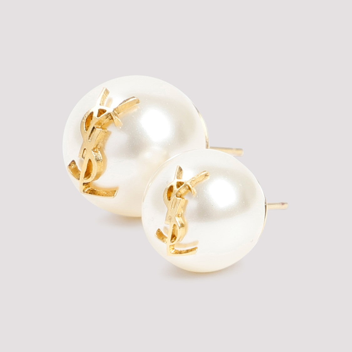 Saint Laurent Pearl Earrings With Signature Monogram Detail
