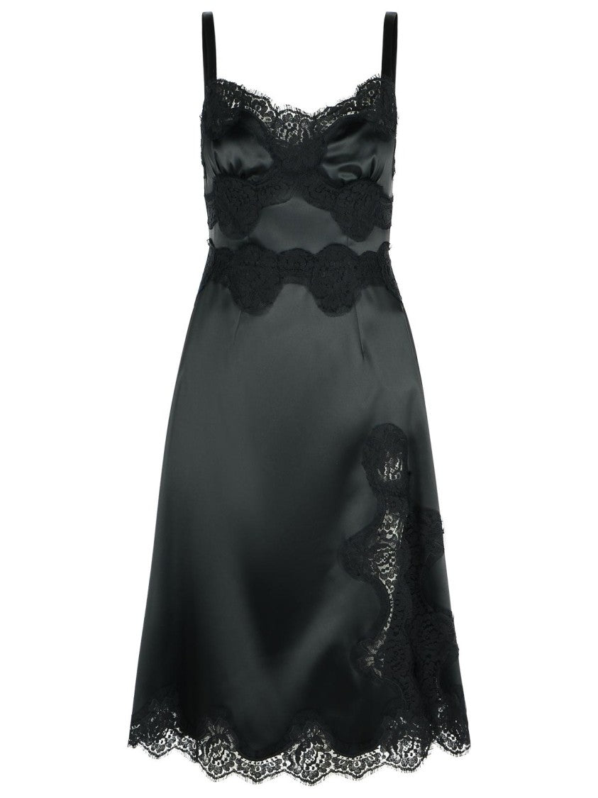Dolce & Gabbana Black Cotton Blend Slip Dress