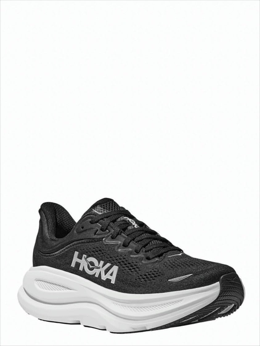 Hoka Streamlined Black Mesh Sneakers With Cushioned Rubber Sole