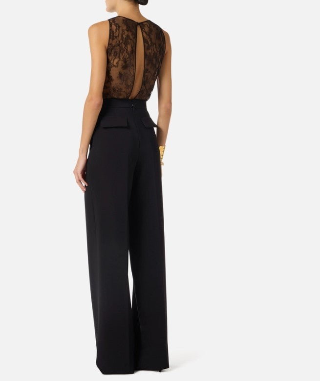 Elisabetta Franchi Sleeveless Crepe Embroidered Jumpsuit