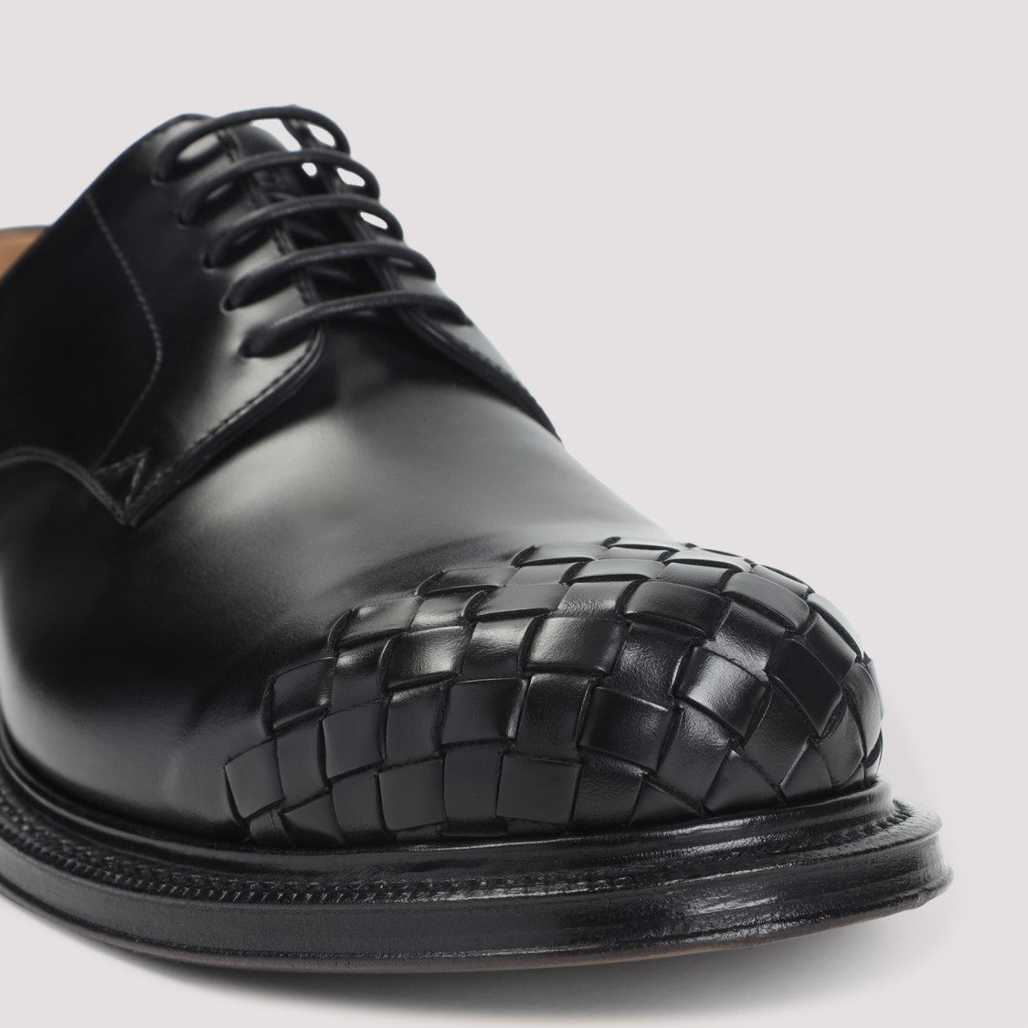 Bottega Veneta Black Leather Lace Up Shoes