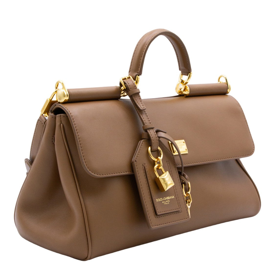Dolce & Gabbana Structured Brown Bag With Elegant Silhouette