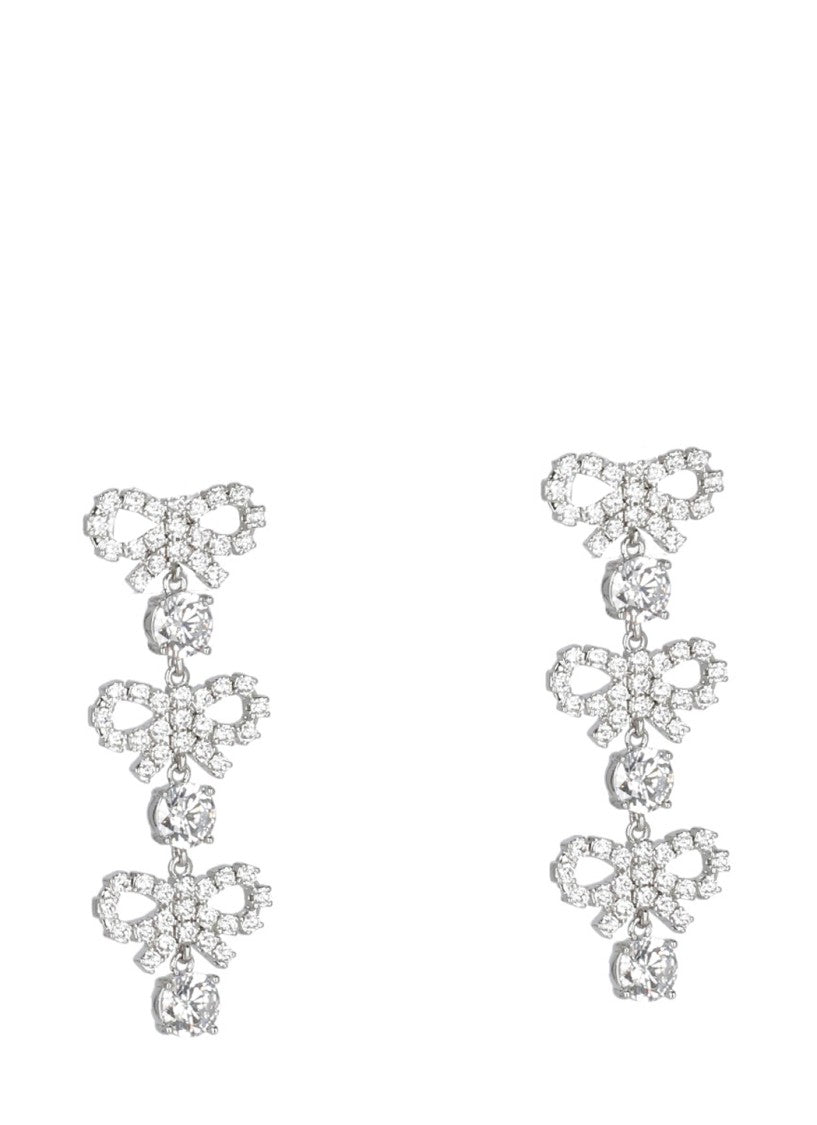 Self-Portrait Micro Bow Crystal Tiered Earrings