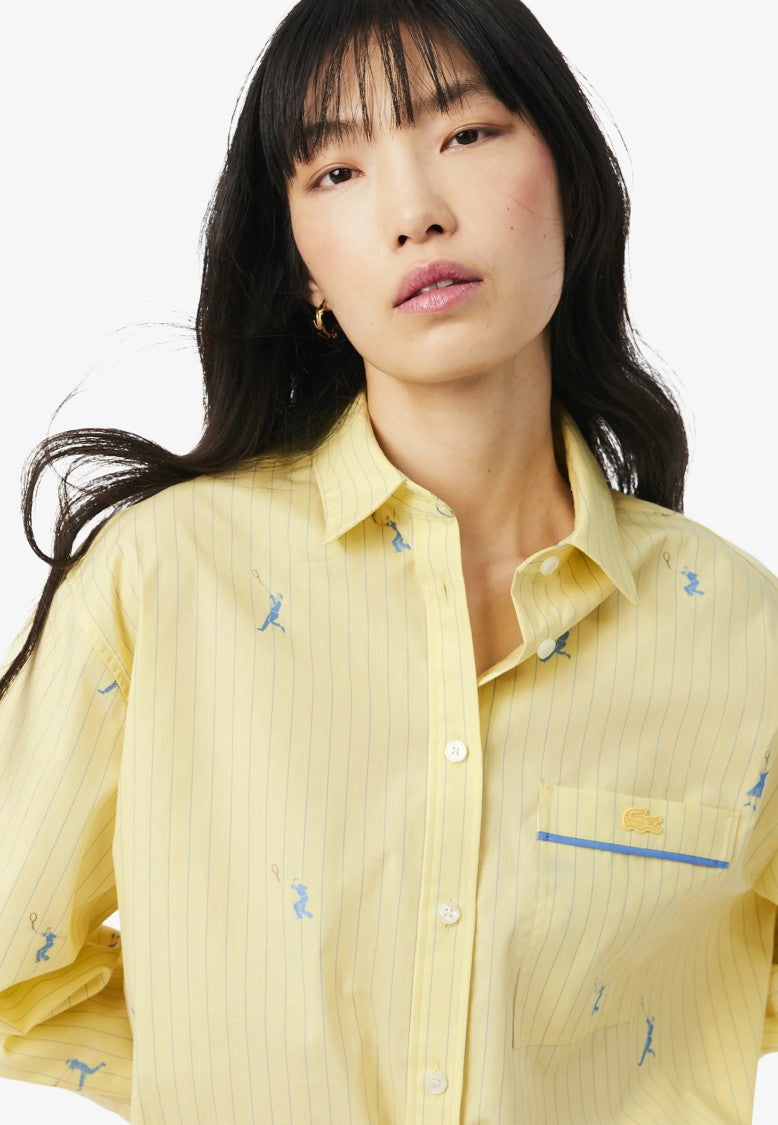 Lacoste Yellow Monogram Jacquard Oversized Shirt