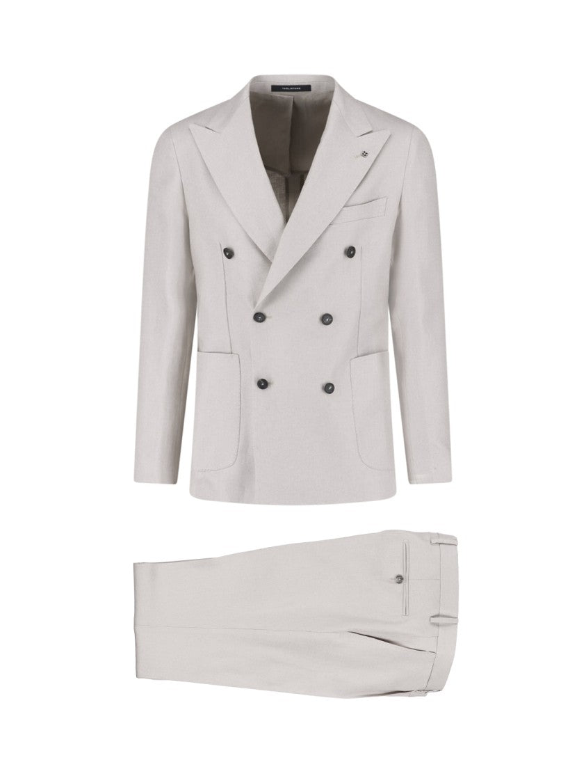 Tagliatore Gray Double-Breasted Linen Suit