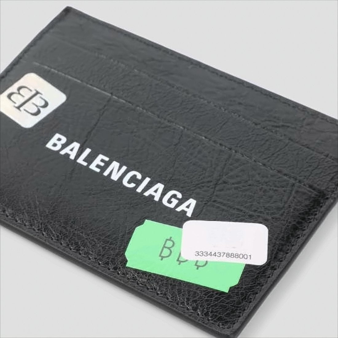 Balenciaga Textured Lambskin Card Wallet With Bold Logo Detailing