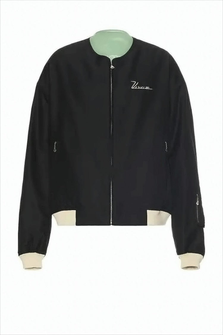 Visvim Reversible Black And Mint Silk Blend Jacket