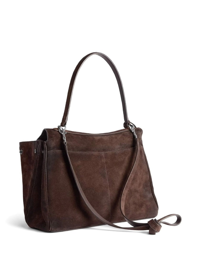 Balenciaga Dark Brown Rodeo Medium Suede Handbag
