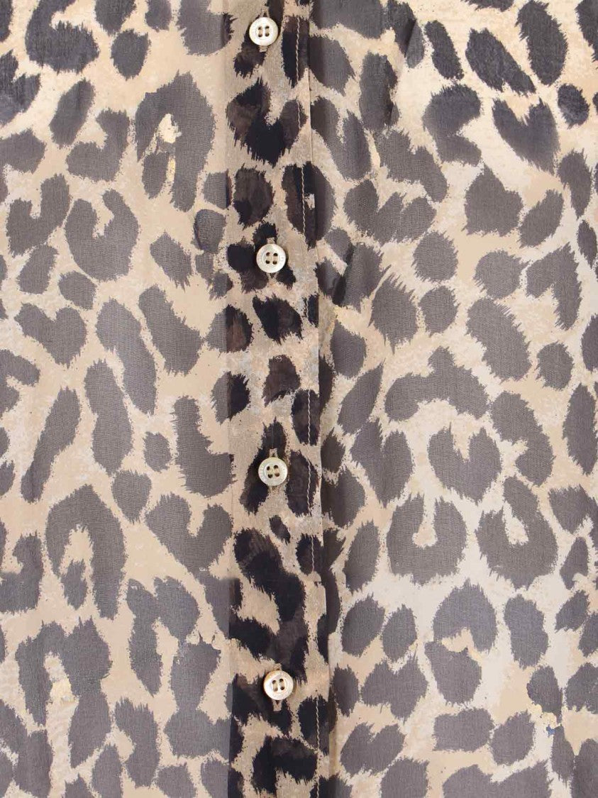 Aspesi Semi-Sheer Animal Print Shirt – Brown