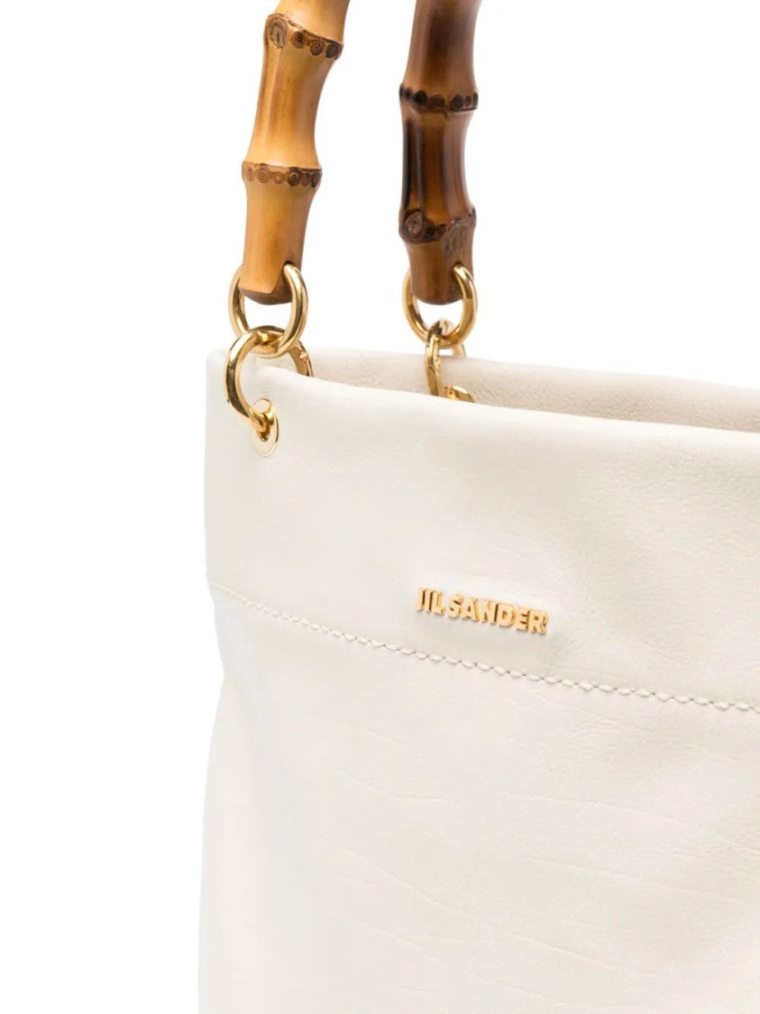 Jil Sander Svelte Tote Bag With Bamboo-Style Handles And Gold Accents