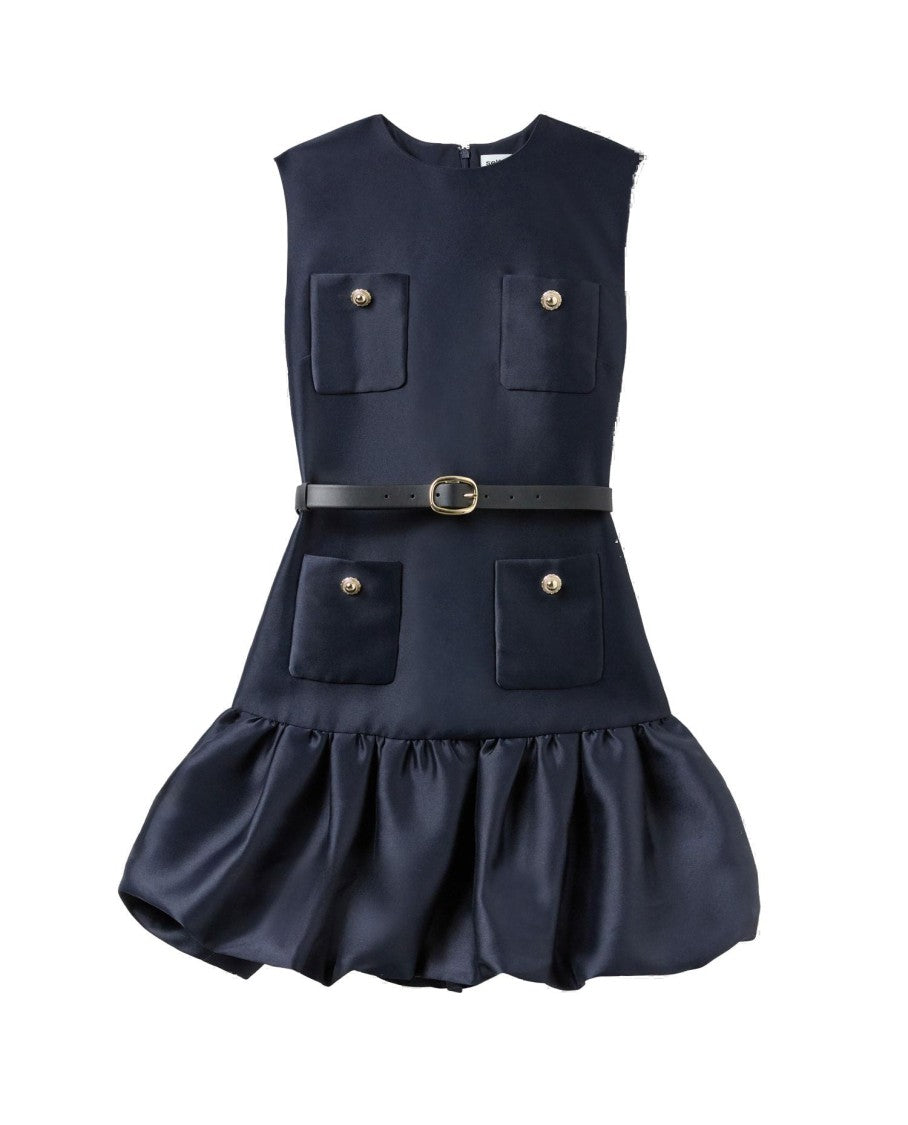 Self-Portrait Navy Taffeta Mini Dress