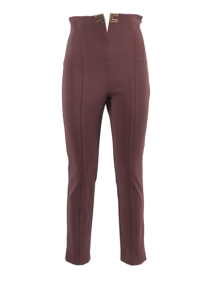 Elisabetta Franchi High Waist V Notch Straight-Leg Pants