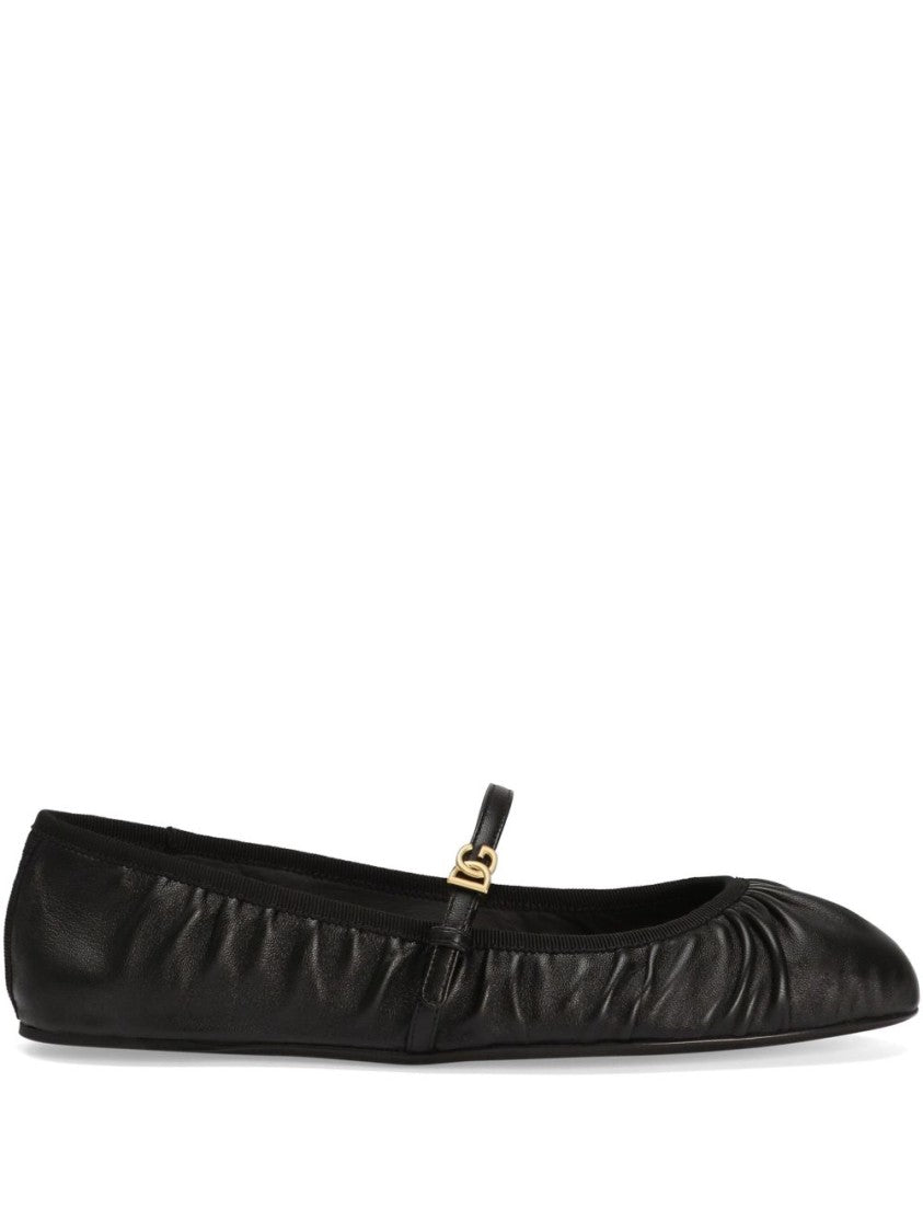 Dolce & Gabbana Valley Draped Nappa Leather Ballet Flats