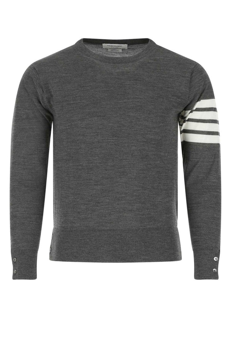 Thom Browne Melange Grey Wool Sweater