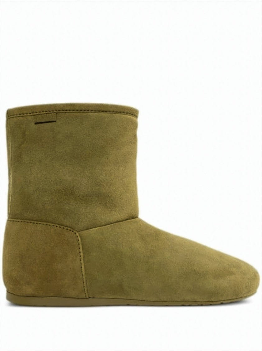 Loewe Mid-Calf Suede Boots With Plush Wool Lining