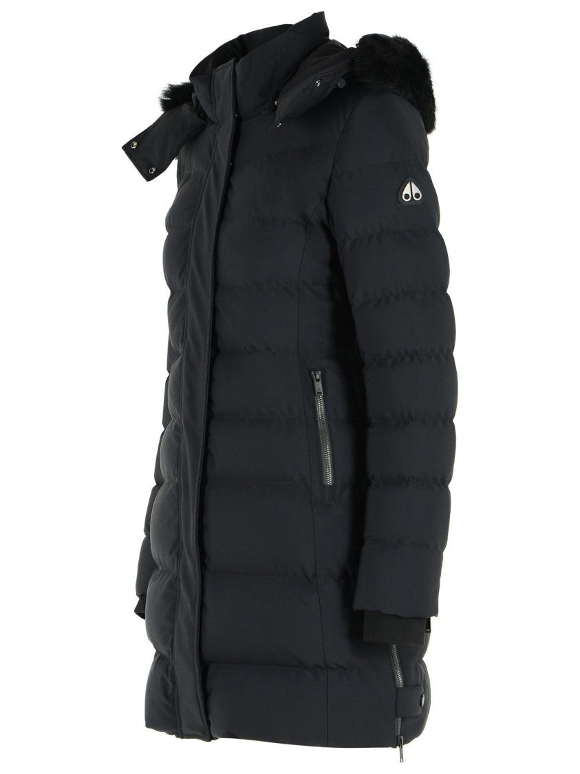 Moose Knuckles Black Nylon Blend Parka With Removable Hood