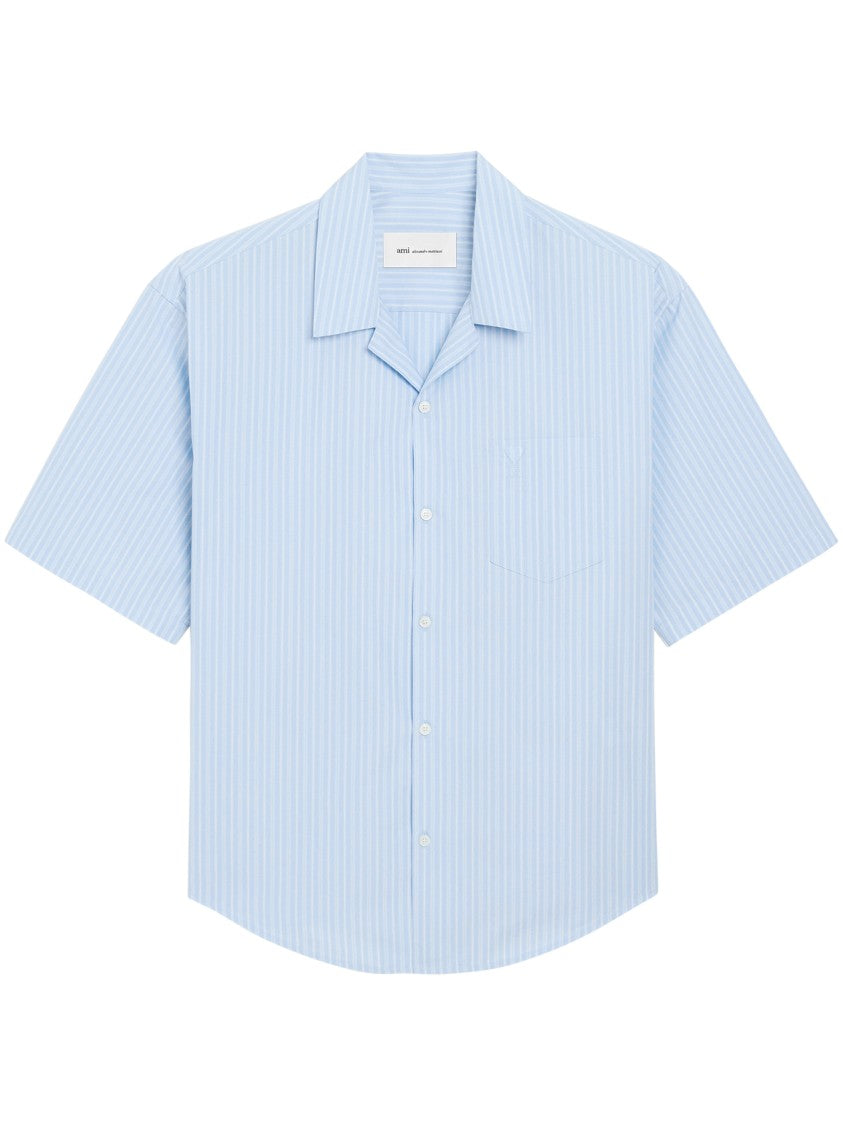 Ami Paris Short Sleeve Boxy Shirt With Camp Collar