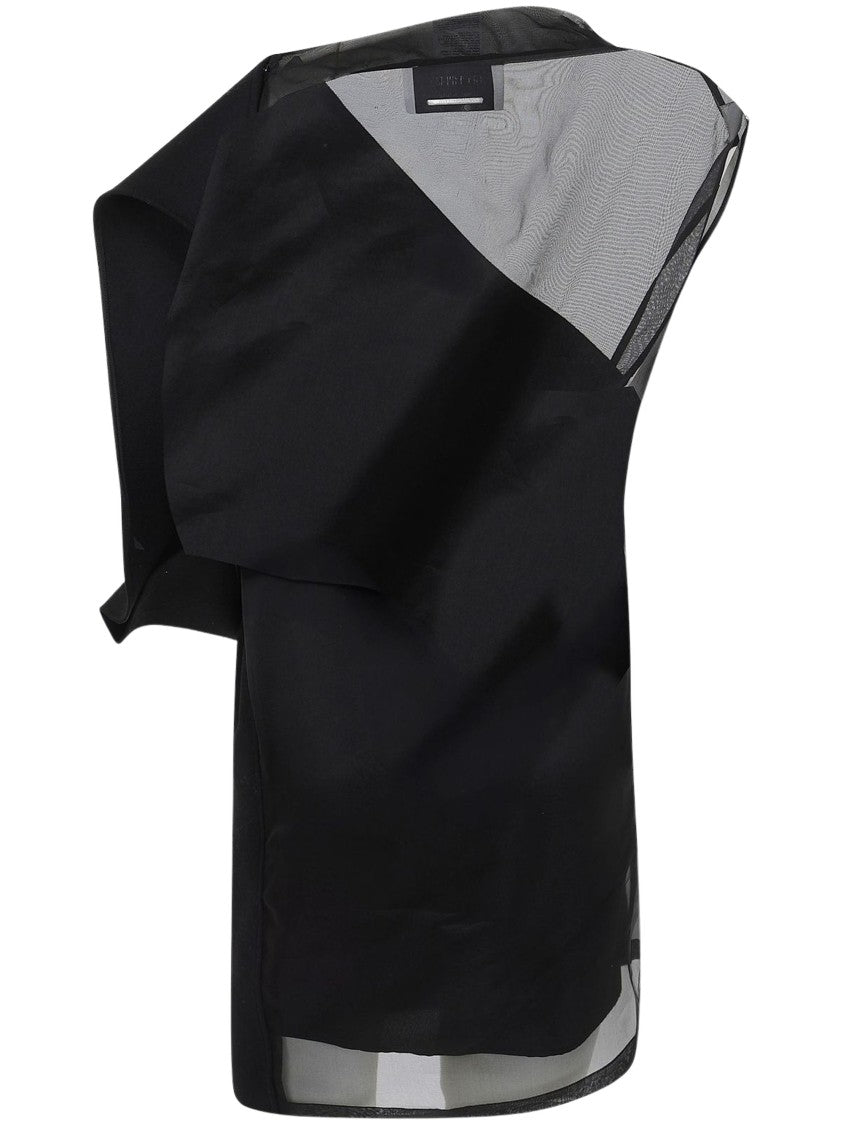 Sportmax Asymmetric Sheer Mesh Sleeveless Dress