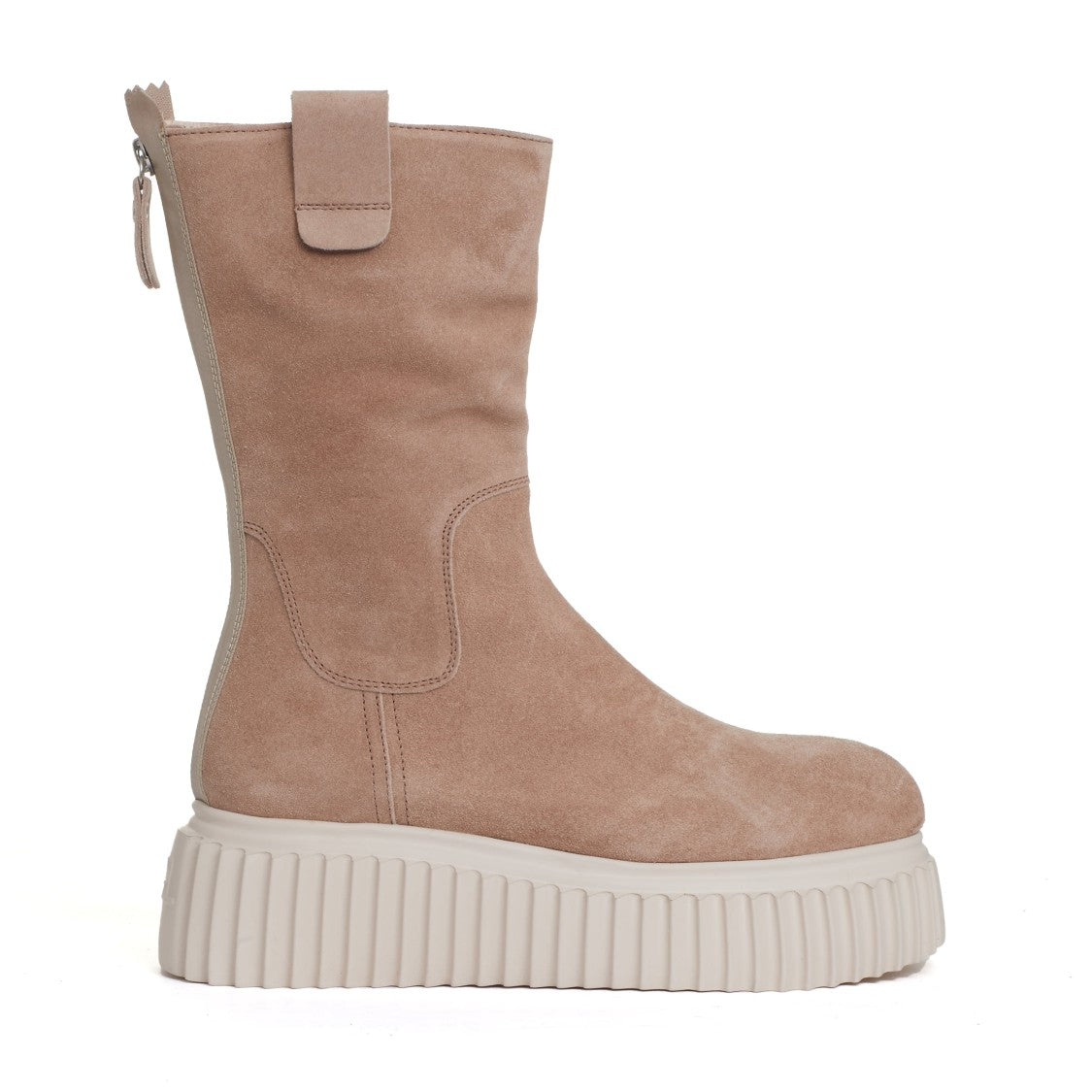 Agl Beige Suede Ankle Boot White Bottom