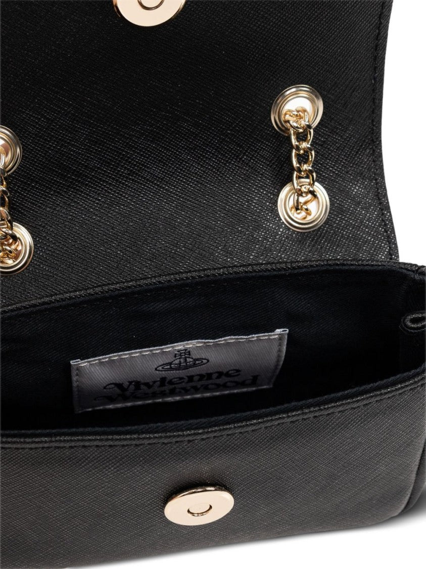 Vivienne Westwood Black Calf Leather Chain Strap Wallet