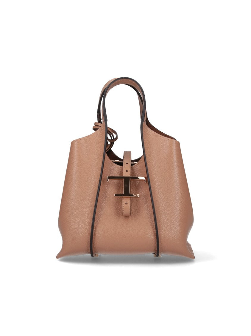Tod's Small Pebbled Leather Shoulder Bag With Signature Gold Buckle