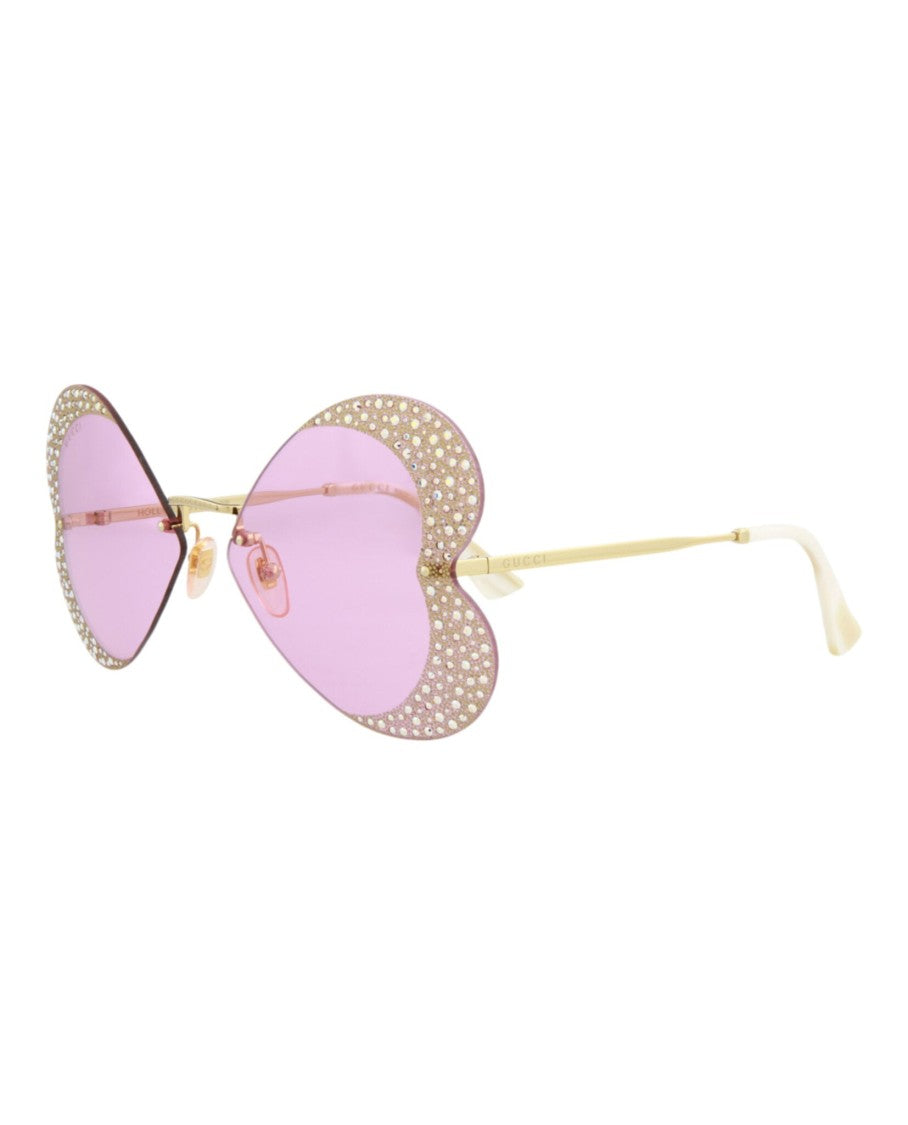 Gucci Cat Eye Sunglasses With Heart Design And Sparkling Embellishments