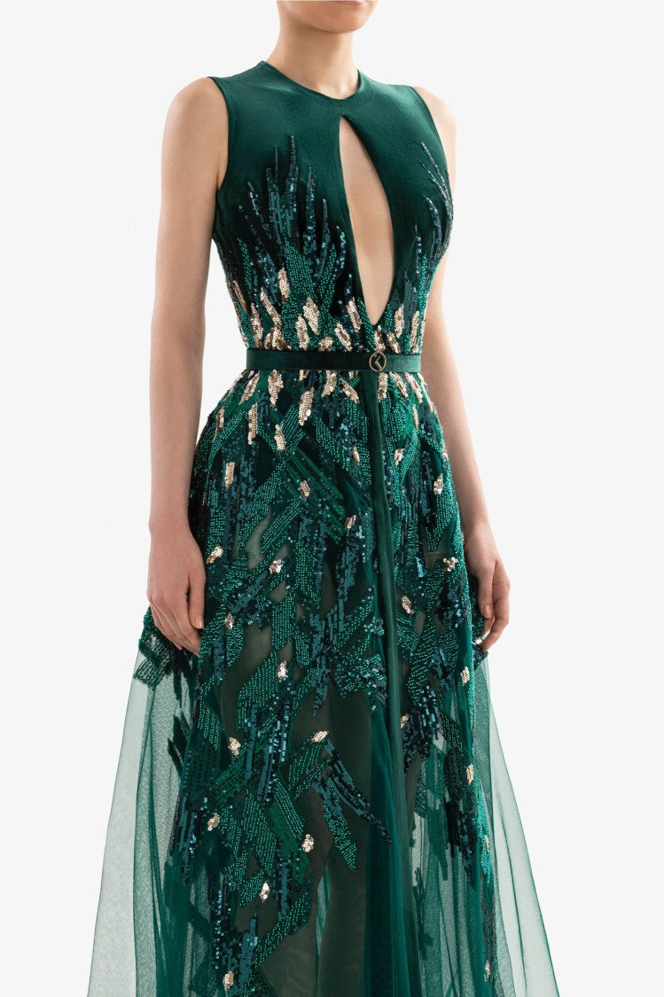 Saiid Kobeisy Velvet Embroidered Dress