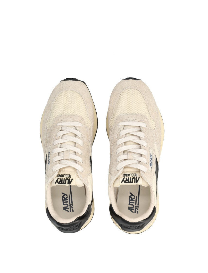 Autry Ecru Reelwind Retro Suede Mesh Sneakers