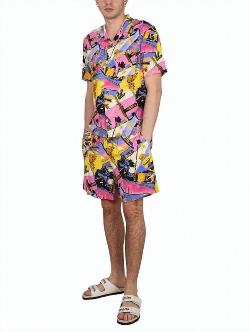 Palm Angels Short-Sleeve Shirt With Eclectic Floral Print