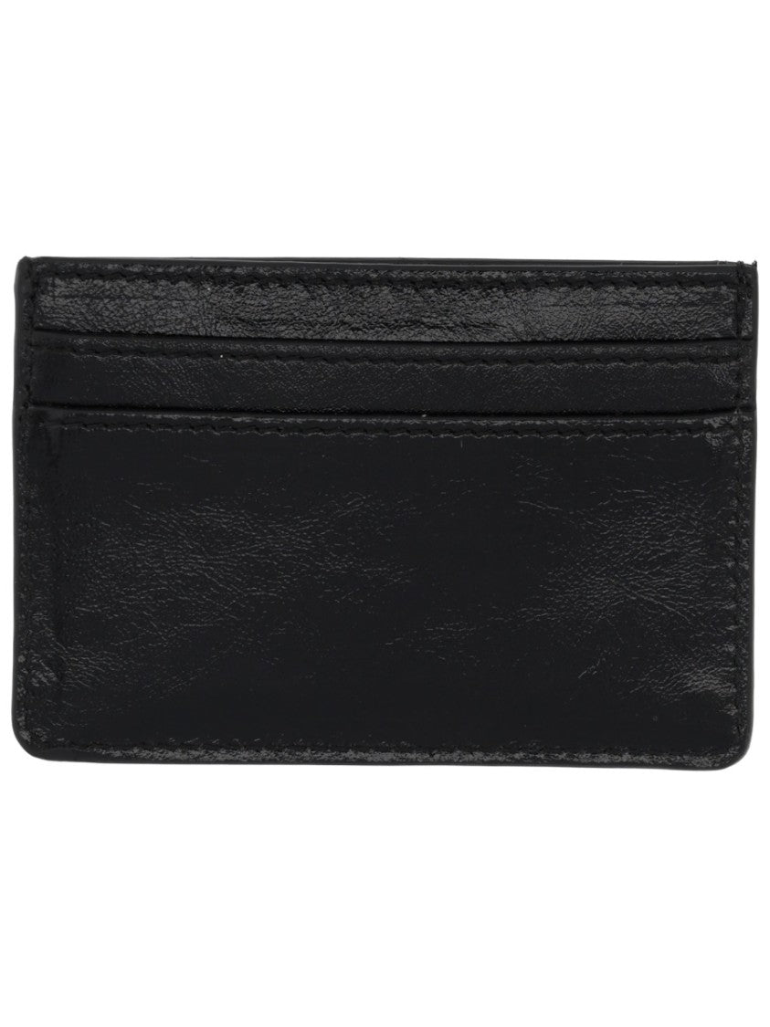 Marine Serre Black Leather Card Holder Wallet