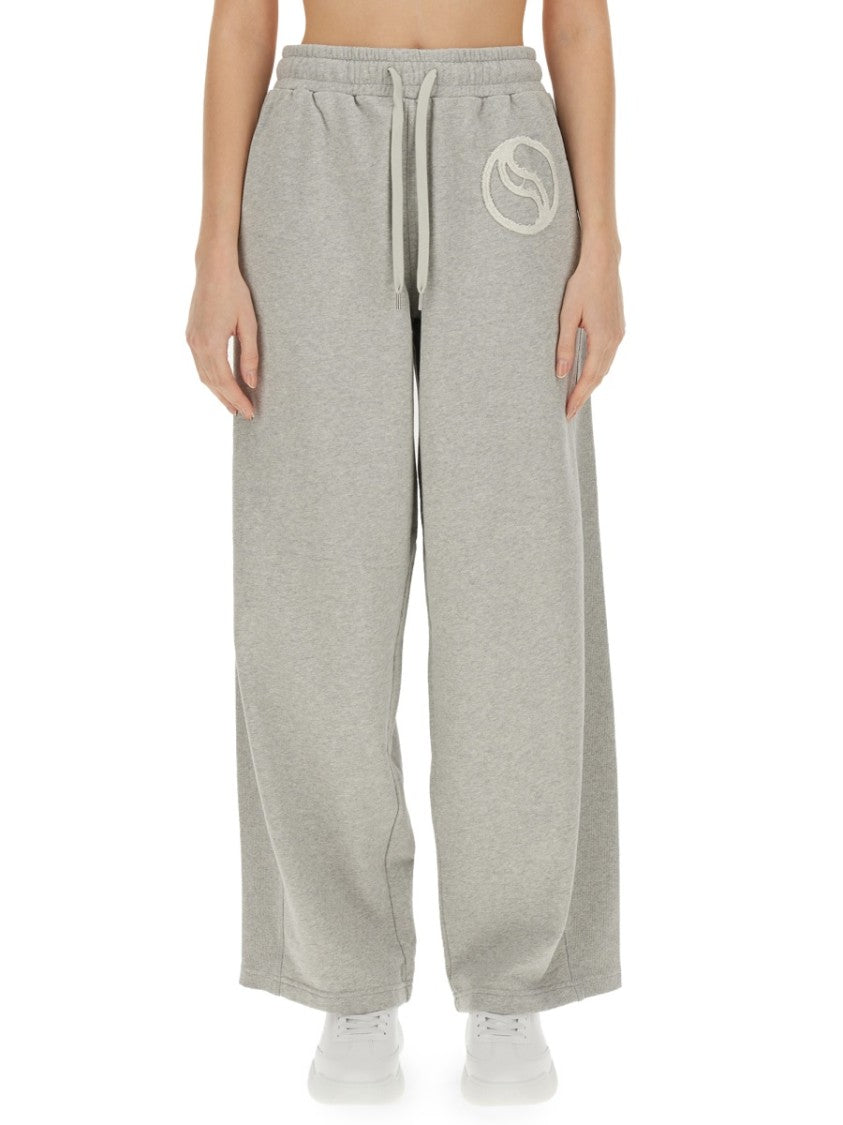 Stella Mccartney Wide Leg Cotton Jogging Pants With Subtle Logo